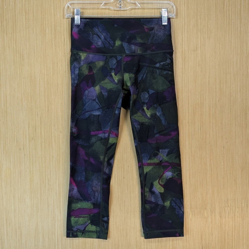Lululemon Womens Wunder Under Crop High Times Crop Aura Dark Multi Leggings 6